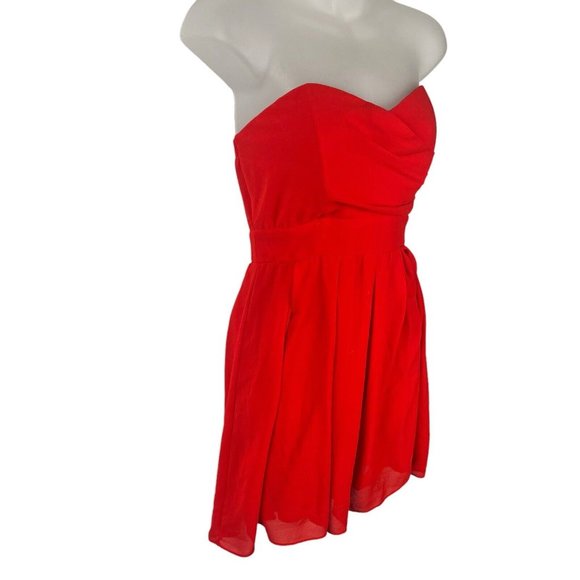 TFNC London ASOS Little Red Dress Sleeveless Pleated Skirt Chifon Women's Size S - Picture 7 of 16